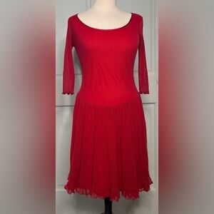Vintage Betsey Johnson Y2K red mesh dotted Swiss dress